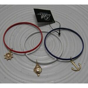 Patriotic Set of Anchor Shell Bracelets Nautical July 4th 250 NWT